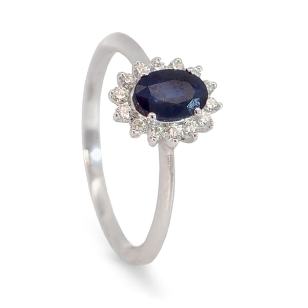 Diamantring i hvitt gull med 0,14ct W-Si og safir - 577252